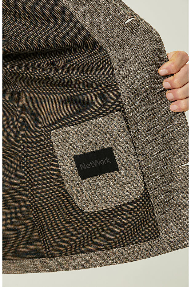 Camel Jakarlı Blazer Ceket - 6