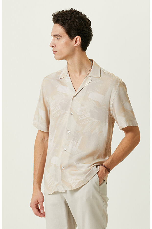 Bej Baskılı Gömlek - 3