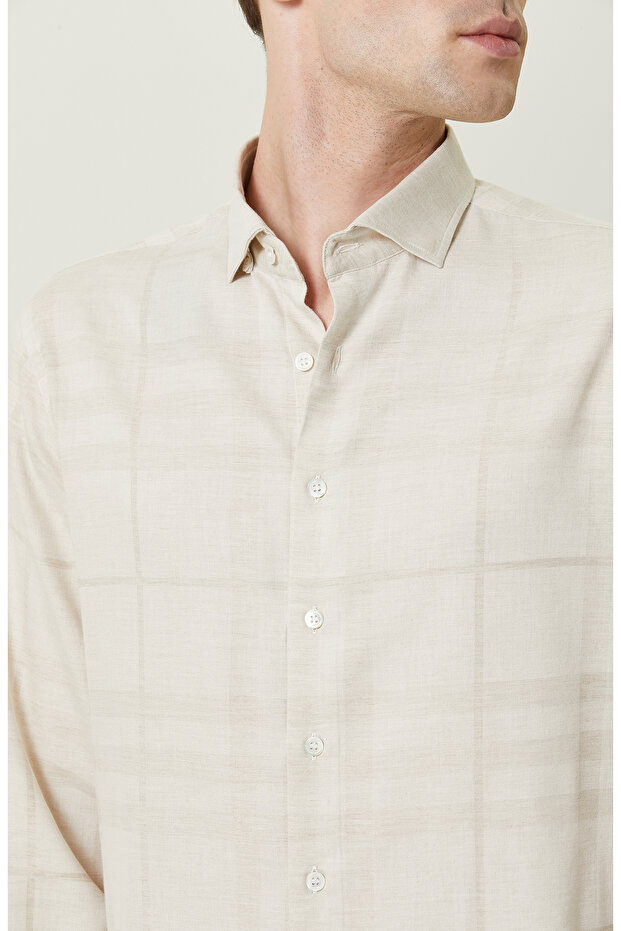 Bej Jakarlı Gömlek - 5