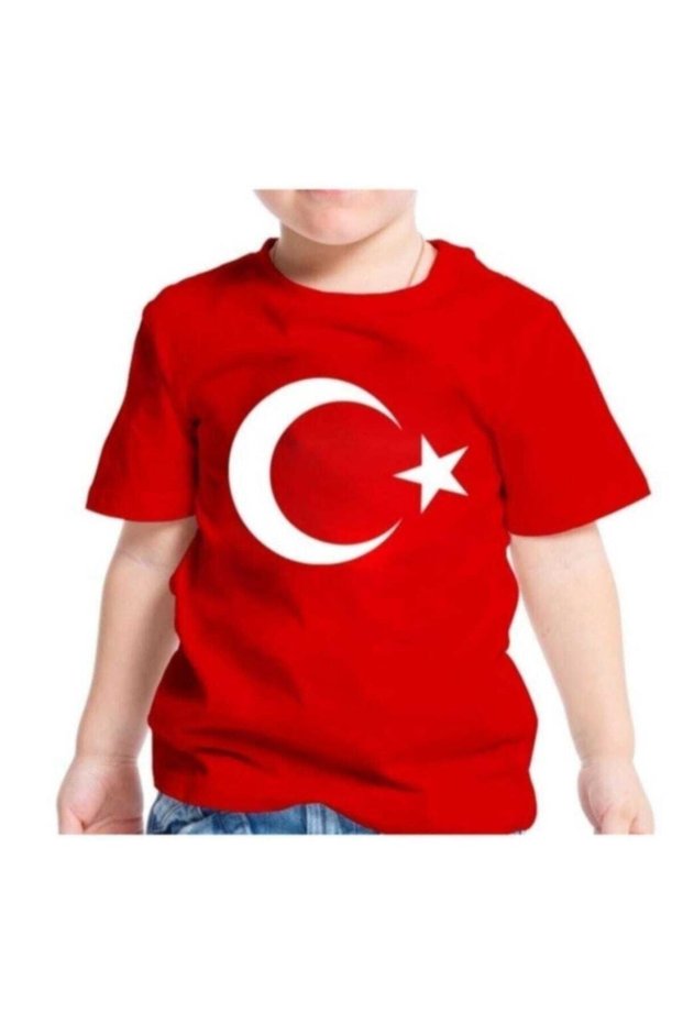 Unisex Children's Red 23 April Special Turkish Flag Printed T-Shirt