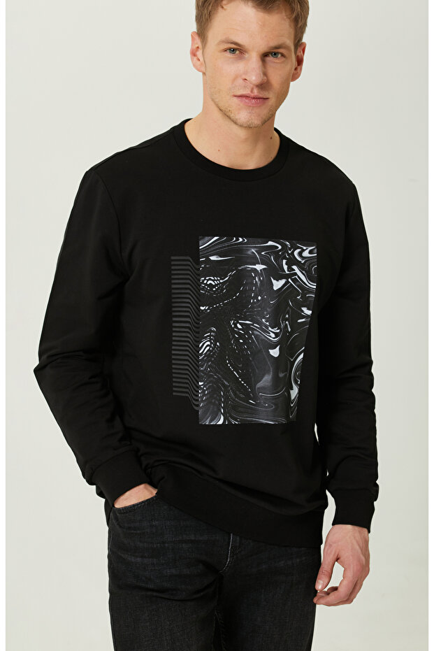 N-Tech Siyah Bisiklet Yaka Sweatshirt - 5