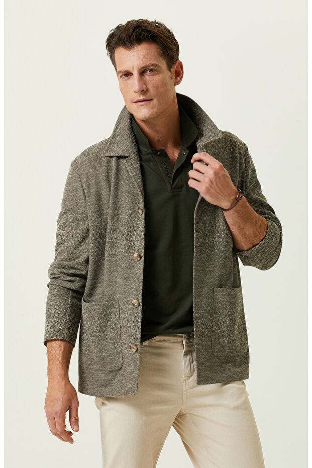 Camel Jakarlı Blazer Ceket - 1