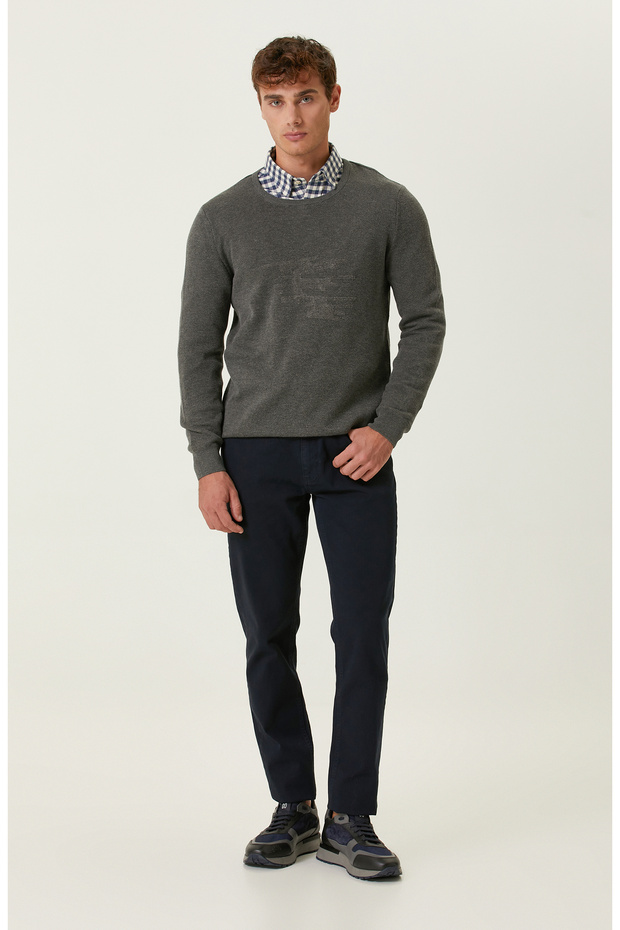 Koyu Gri Bisiklet Yaka Kazak - 3