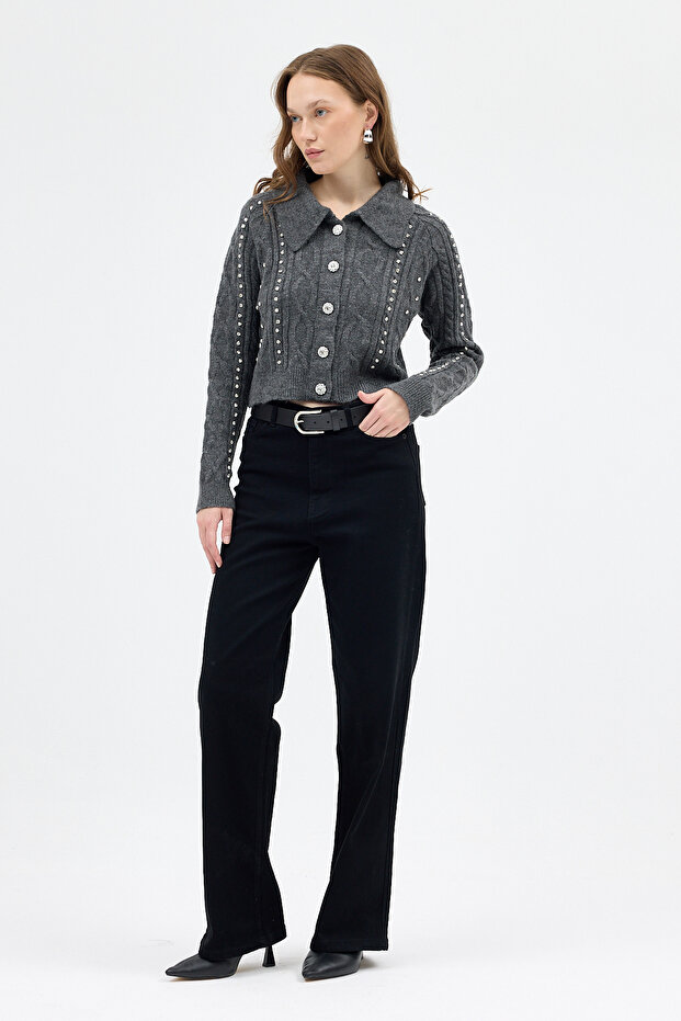 سترة 7265 مزينة بالأحجار باللون الأنثراسيت - 3