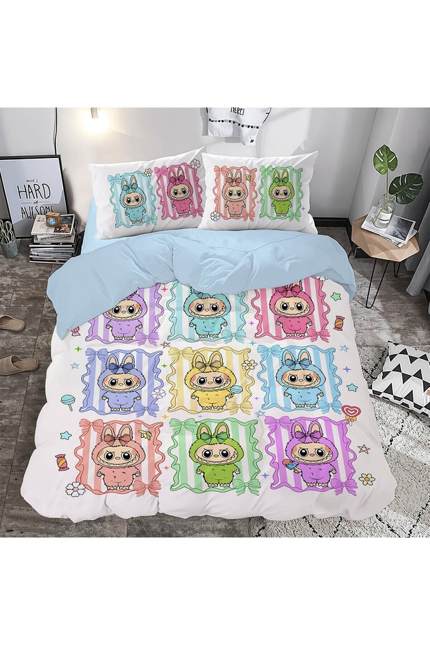 Gift Duvet Cover Labubu Themed 3D Printed Double Duvet Cover Set Without Sheets