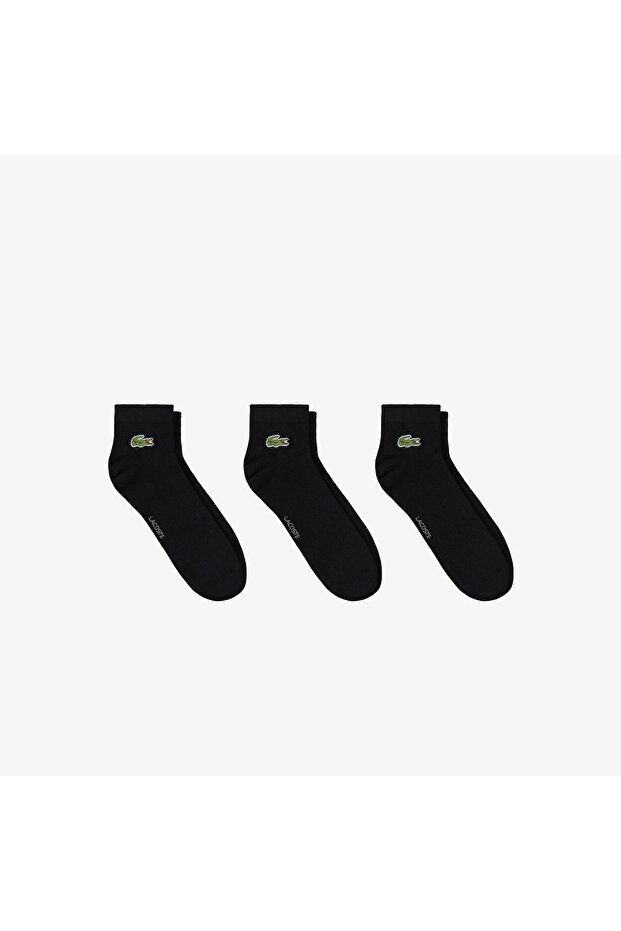Unisex 3'lü Siyah Çorap - 1