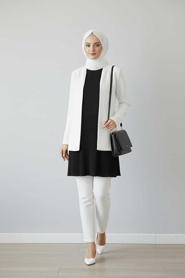 Pleated Sleeveless Black Hijab Shirt Pleated Pleated Tunic Underwear