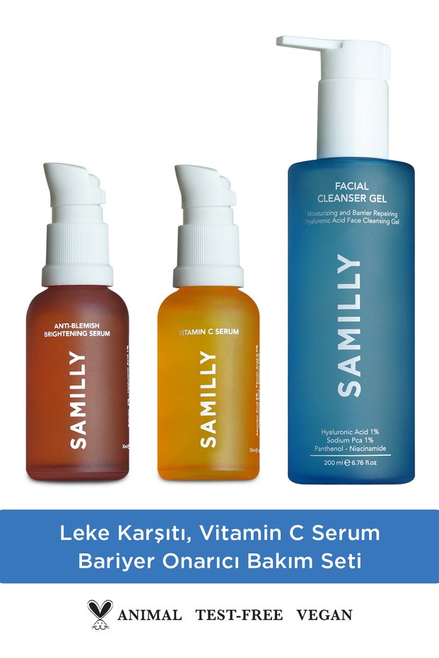 Anti-Blemish & Brightening + Arbutin – Vitamin C Serum - Facial Cleansing Gel Skin Care Set