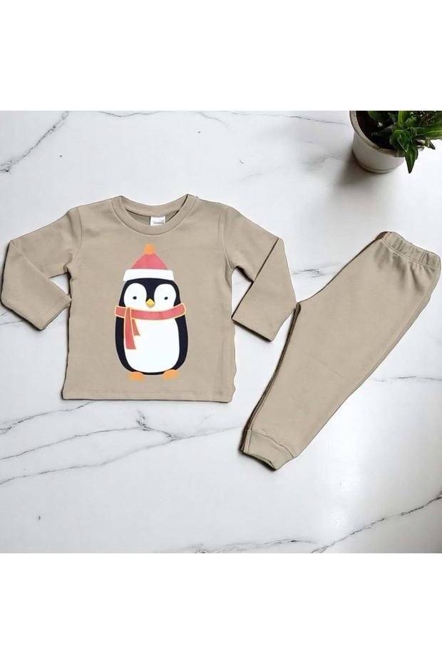 طقم بيجامة البطريق بيج - 2