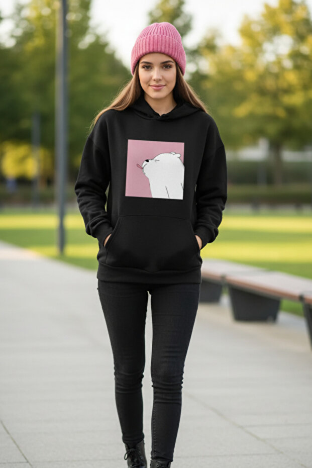 Vengeance White Bear Hooded Oversize Unisex Sweatshirt