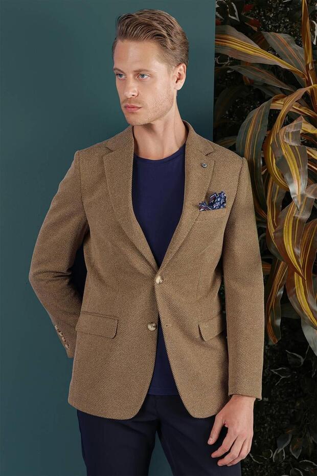 C 653 Slim Fit Camel Spor Ceket - 4