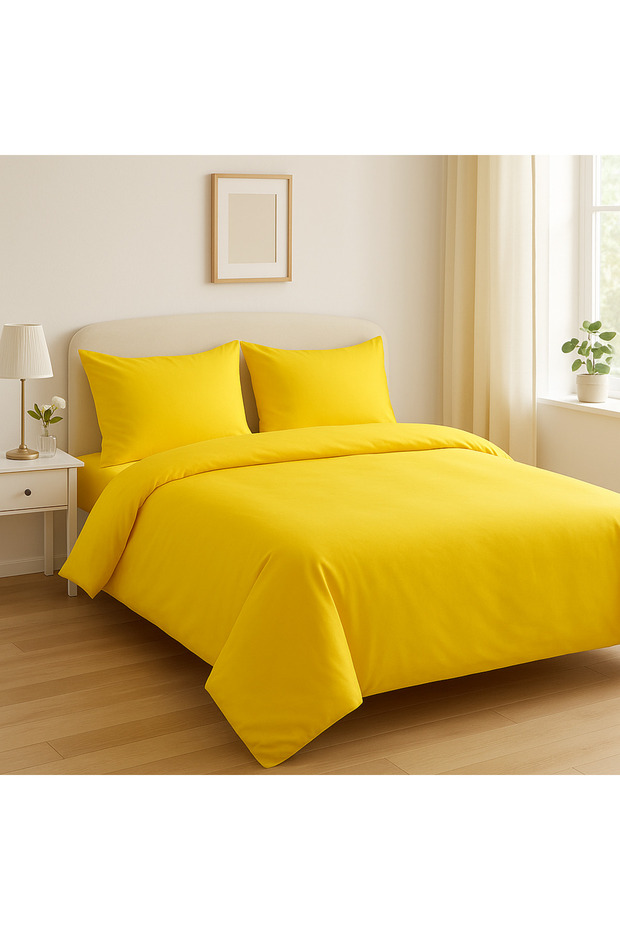 Bedding Set & Double Size & Non-Latex Sheet 200*220 Yellow Color