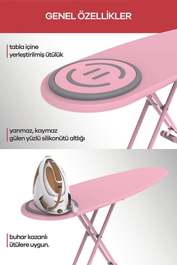 Premıum Ütü Masası Soft Pembe Fişsiz 14013 - 5