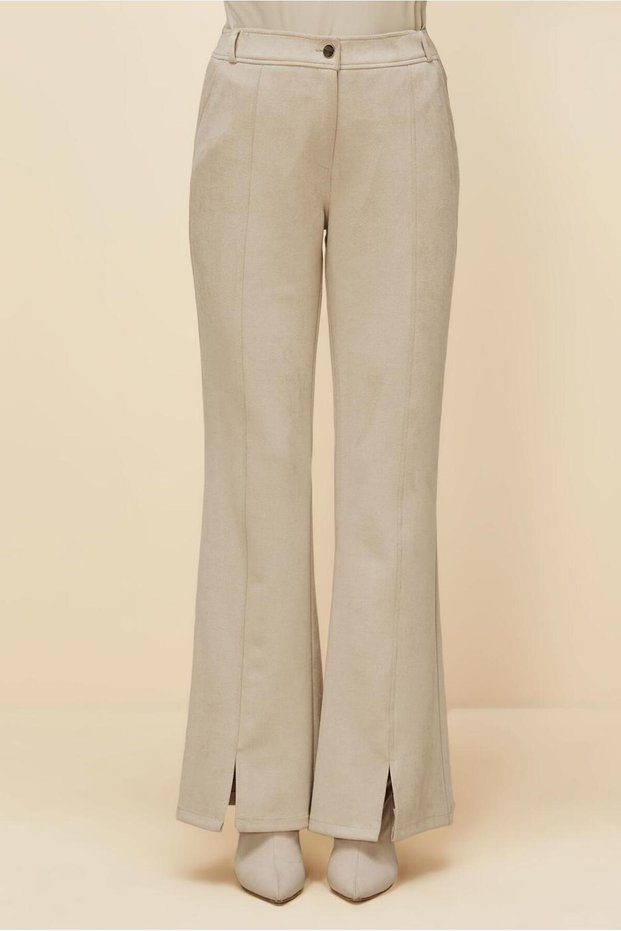 Slit Detail Suede Pants 70904