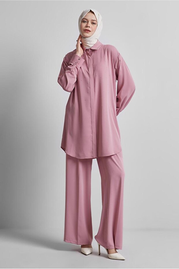Shirt Collar Pants Suit 44797