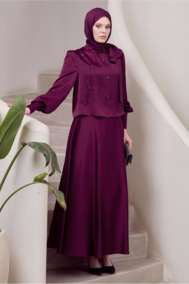 بدلة ساتان مع تنورة 45561