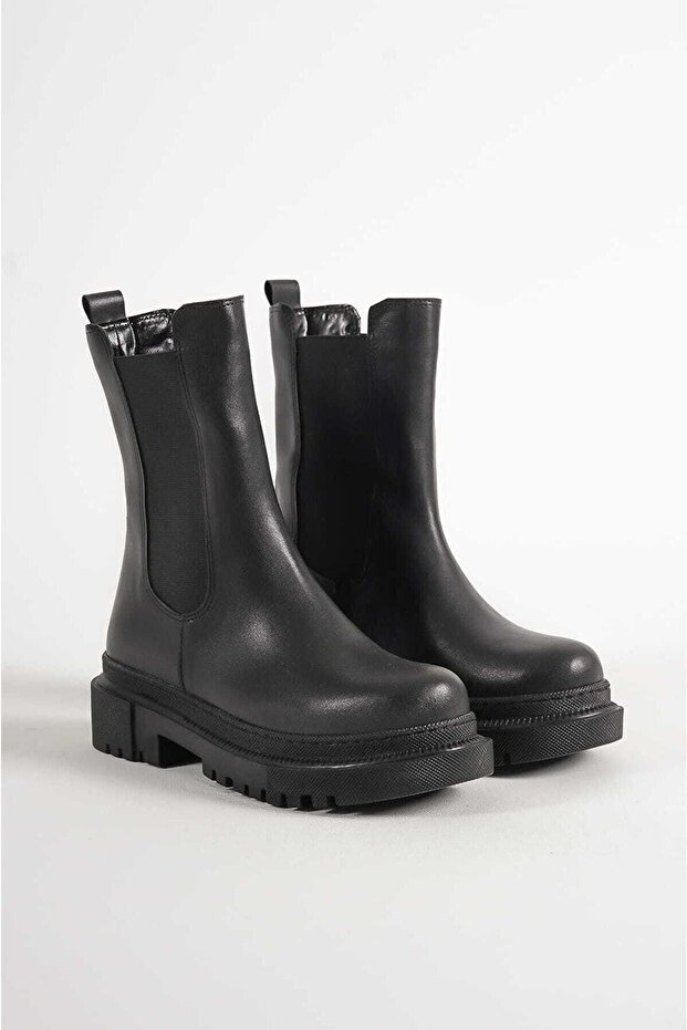 Černé dámské boty s elastickým lemem - 5