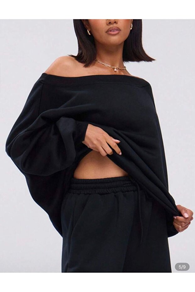 YENİ ÜRÜN Kadın Omzu Düşük Oversize Basic Sweatshirt 0035 - 3