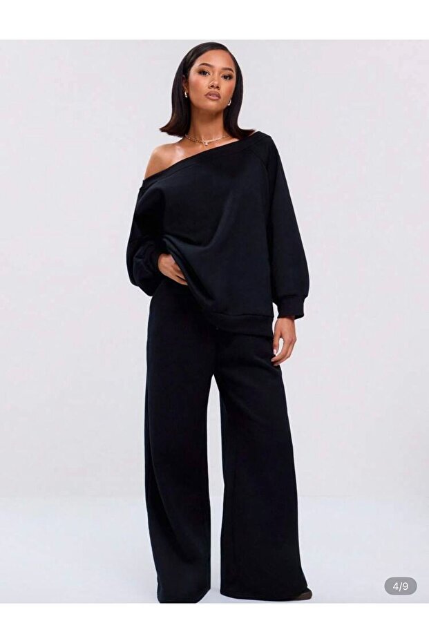 YENİ ÜRÜN Kadın Omzu Düşük Oversize Basic Sweatshirt 0035 - 2