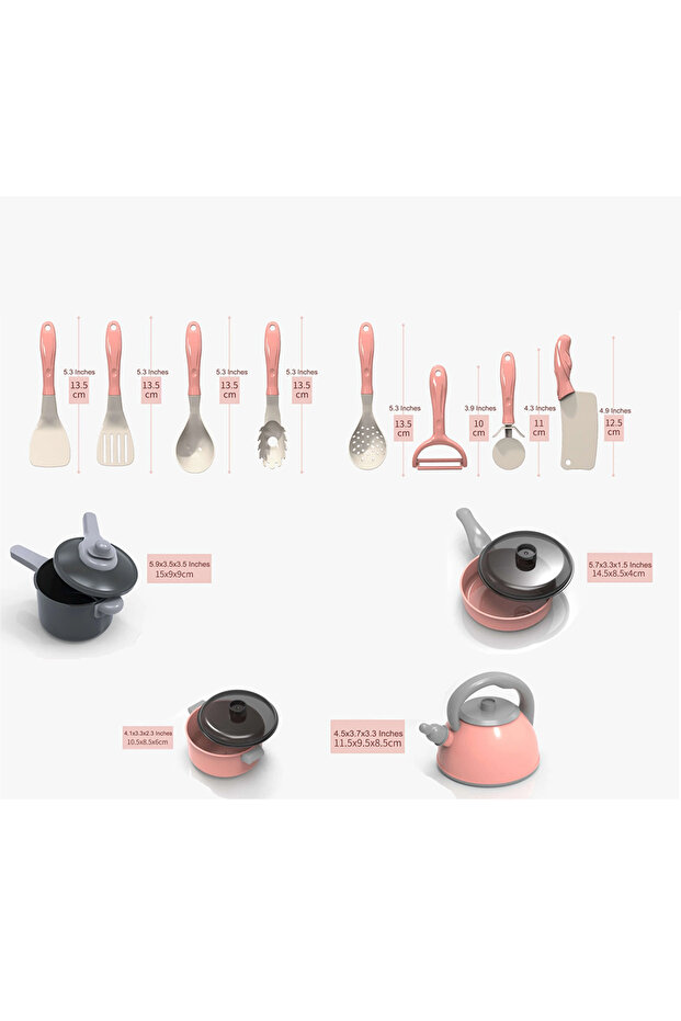 59PCS Pink Kids Kitchen Toys Set Play Kitchen Accessories Kit with Play Pots Pretend - 8