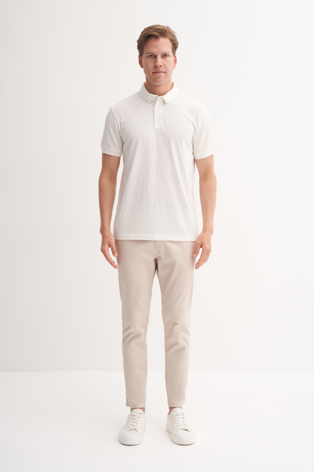 Polo Neck Regular Fit Knitted Patterned T-Shirt