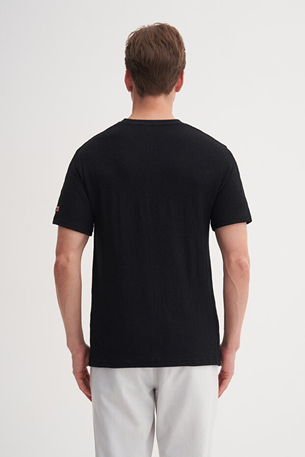 Bisiklet Yaka Regular Fit Örme Tişört - 3