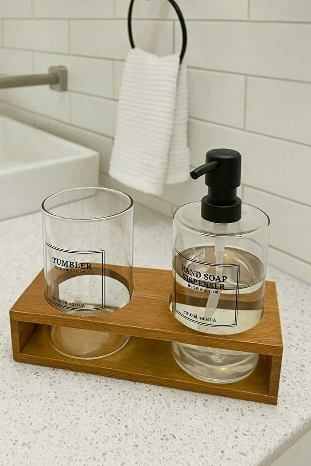 Ahşap Standlı Sabunluk Seti - 4