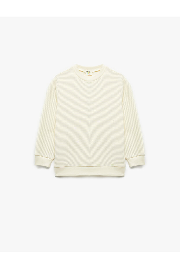 Cotton Long Sleeve Crew Neck Basic Sweatshirt - 3