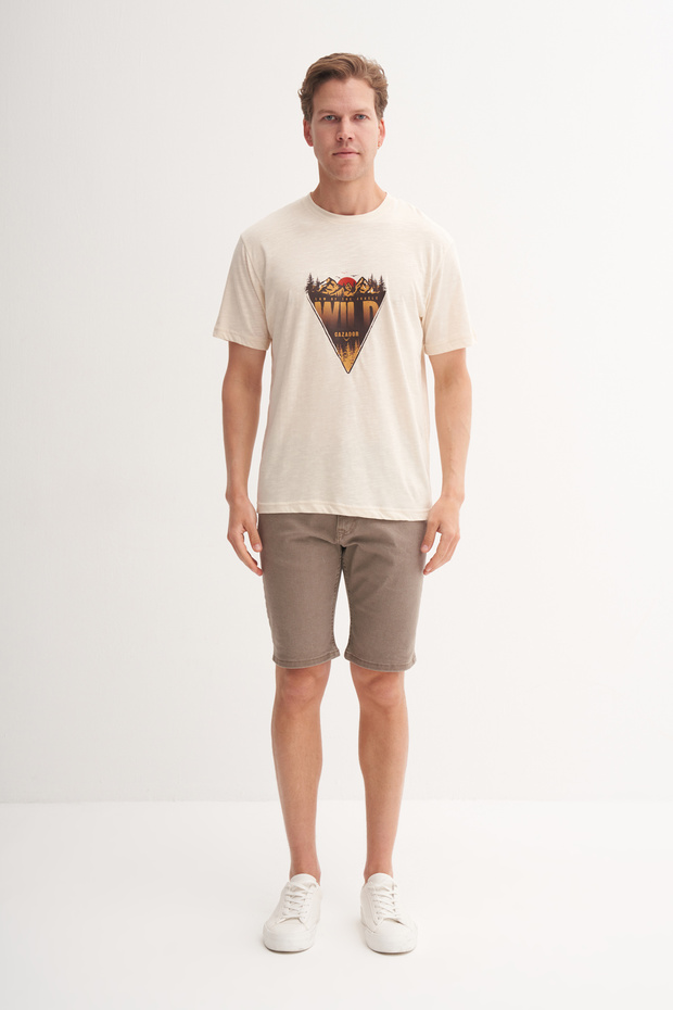 Crew Neck Regular Fit Cotton Printed T-Shirt