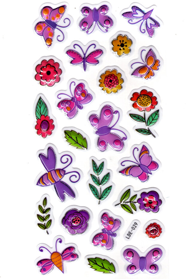 Lila Schmetterling-Muster Geprägter Aufkleber - Planer Lede029 - 19x9cm