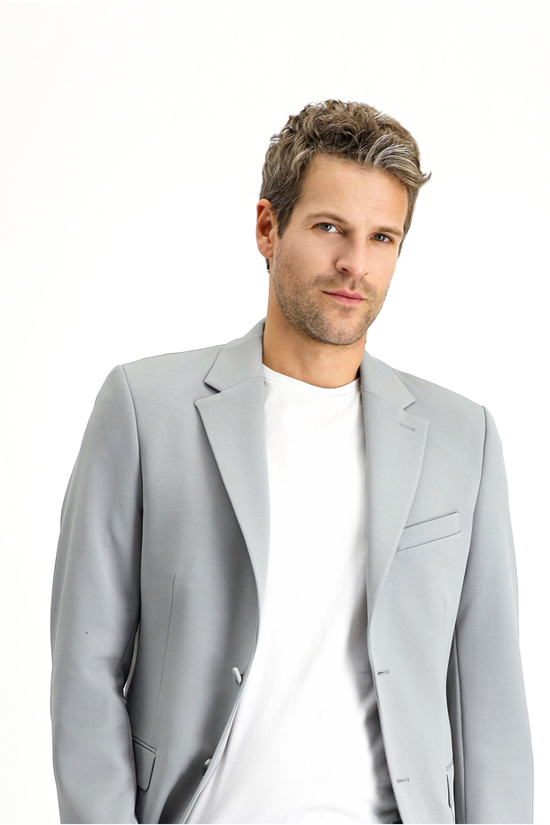 7 Drop Slim Fit Dar Kesim Mevsimlik Klasik Ceket - 2