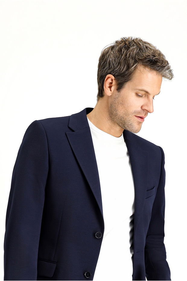 7 Drop Slim Fit Dar Kesim Mevsimlik Klasik Ceket - 3