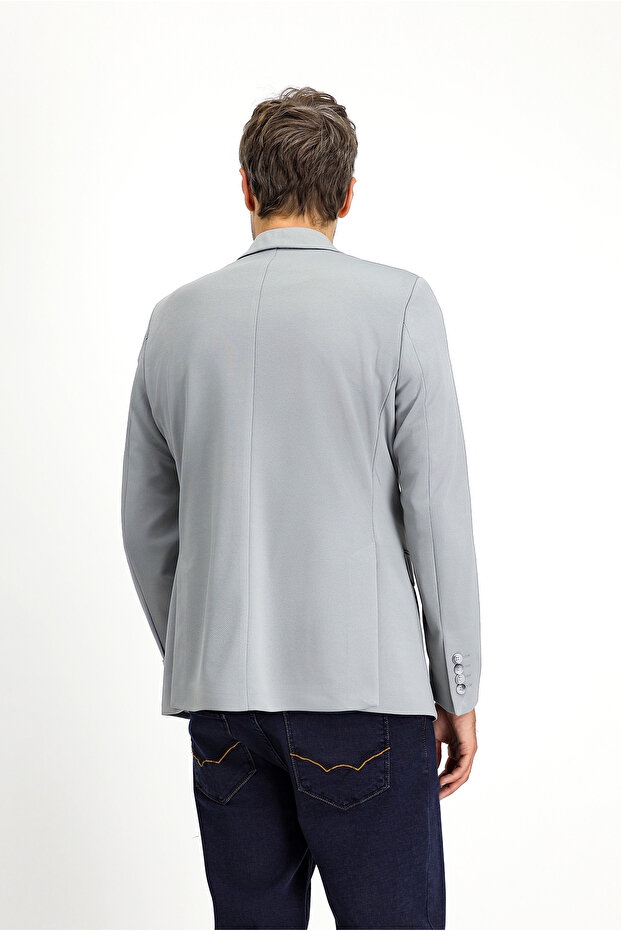 7 Drop Slim Fit Dar Kesim Mevsimlik Klasik Ceket - 5