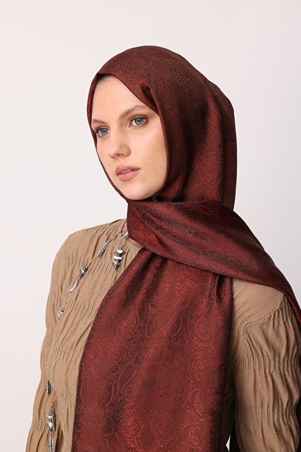 Moren Desen Shine Line Şal Acı Kahve-Kahve - 4