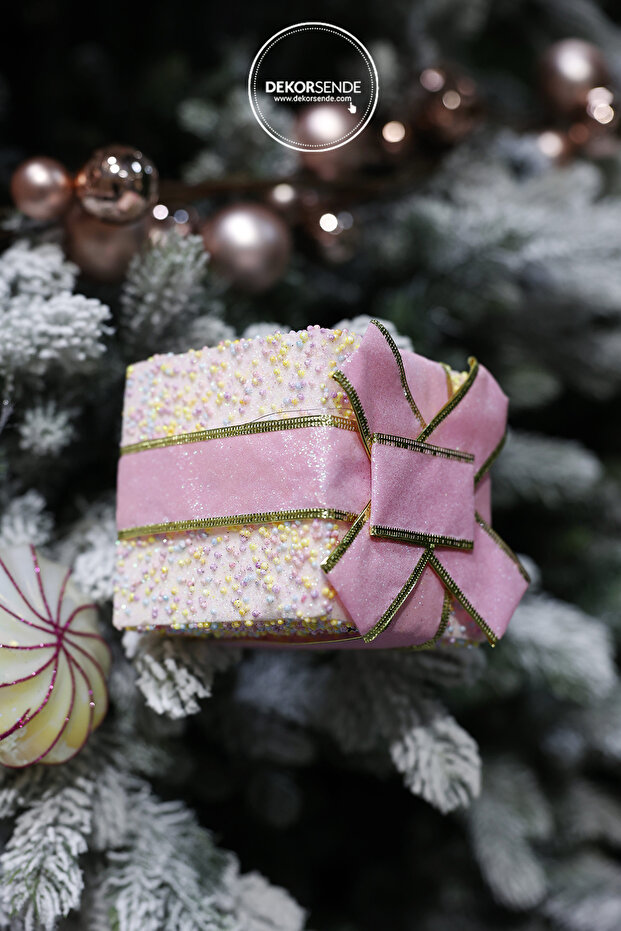 Christmas Ornament Stick Gift Box Pink 40 cm