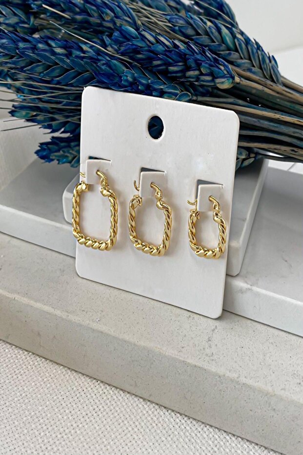 Women's Earrings 3-Piece Combination Twisted Square Earrings