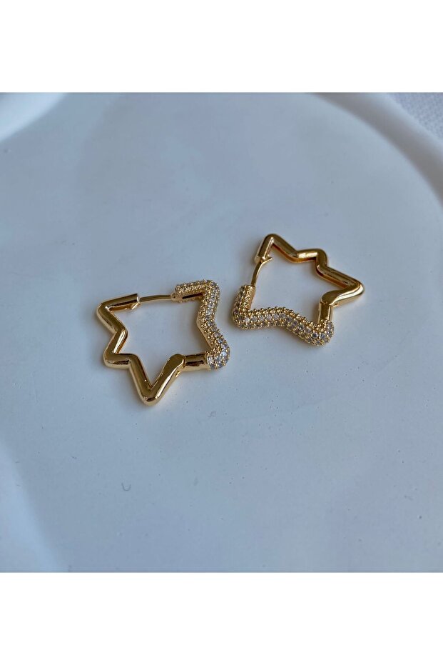 Women's Earrings Half Zircon Stone Bang Design Earrings