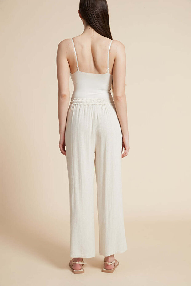 بنطال واسع الساق برباط - 5