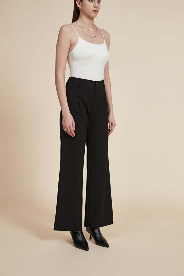 Solid Wide-Leg Pants - 5
