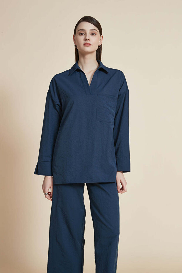 بلوزة سادة بطول الخصر وأكمام واسعة - 3