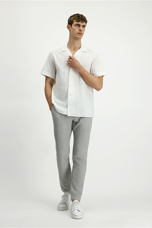 Regular Fit Elastic Waist Drawstring Lycra Pants - 1