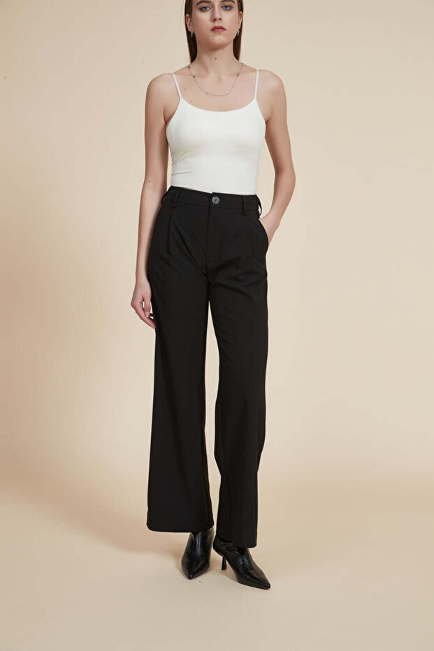Solid Wide-Leg Pants - 4