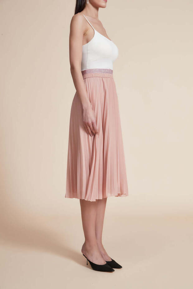 تنورة ميدي مطوية سادة - 4