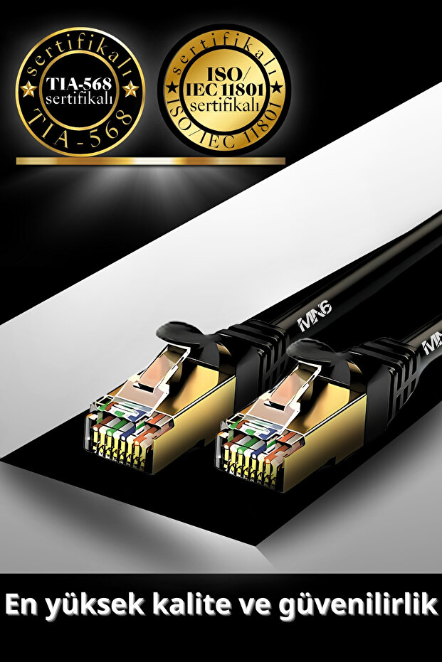 M109F Cat7 Kablo 30 Metre/Bakır Tel-50 Mikron Altın Kaplama-10gbps/STP/30M Cat7 Ethernet Kablosu - 4