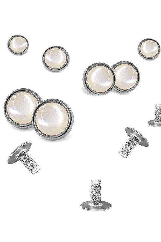 20 Adet Yarım Yuvarlak 8mm İnci Çakma Rivet - 1
