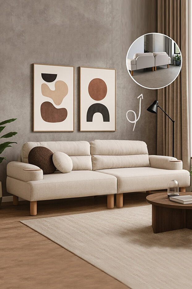 Legna Bohem Kanepe, Açık Krem - 1