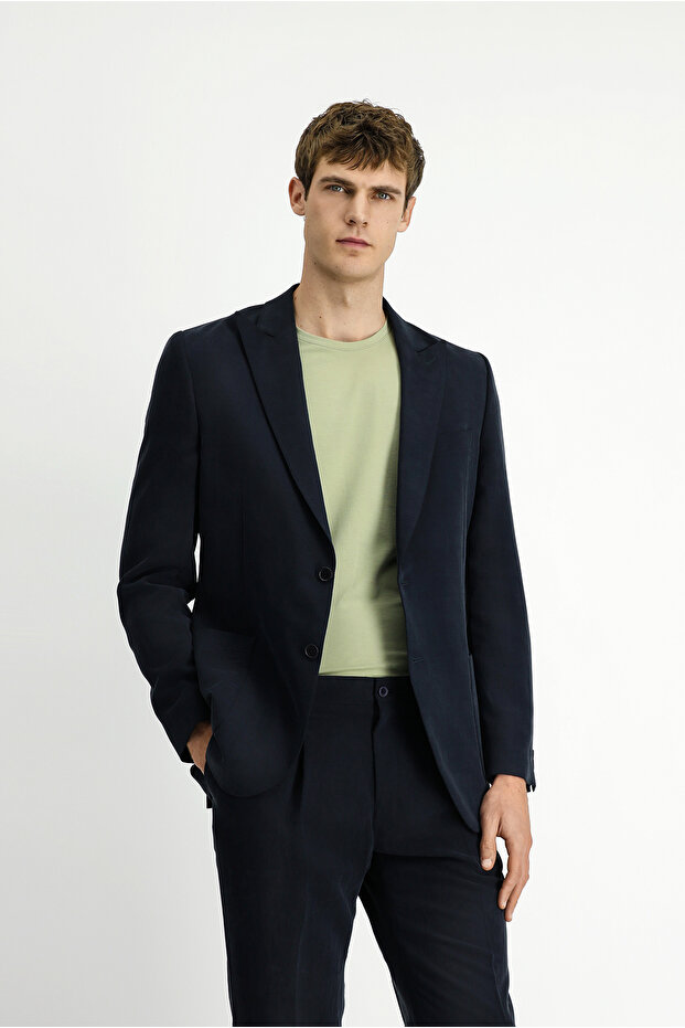 Regular Fit Sivri Yaka Modal/Polyester Ceket - 2