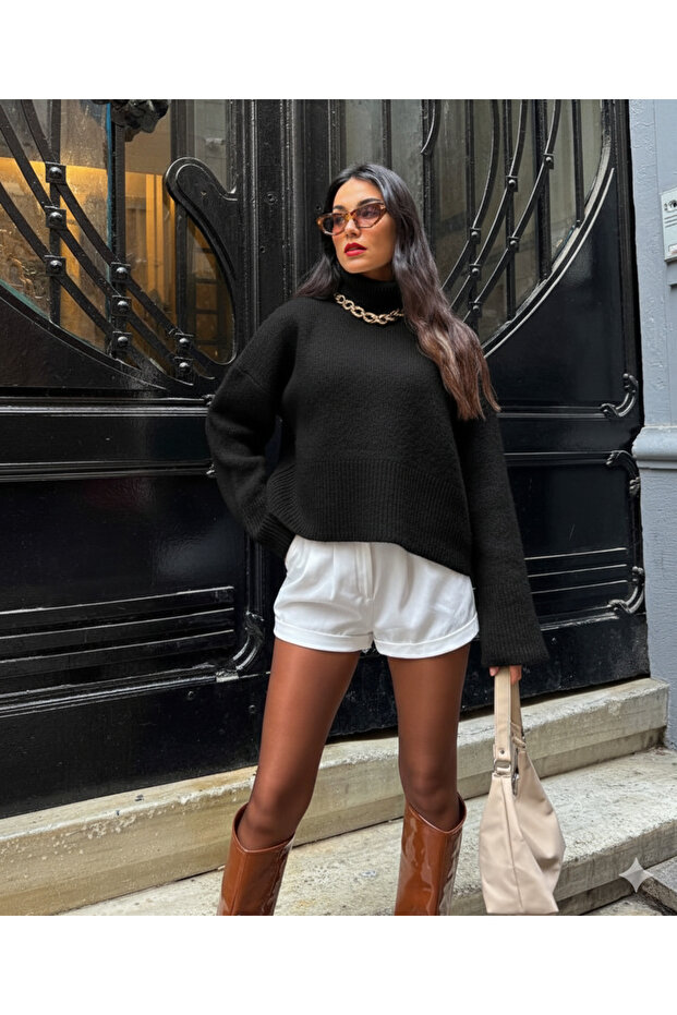 Ribbed Turtleneck Knit Sweater – Boutique Collection