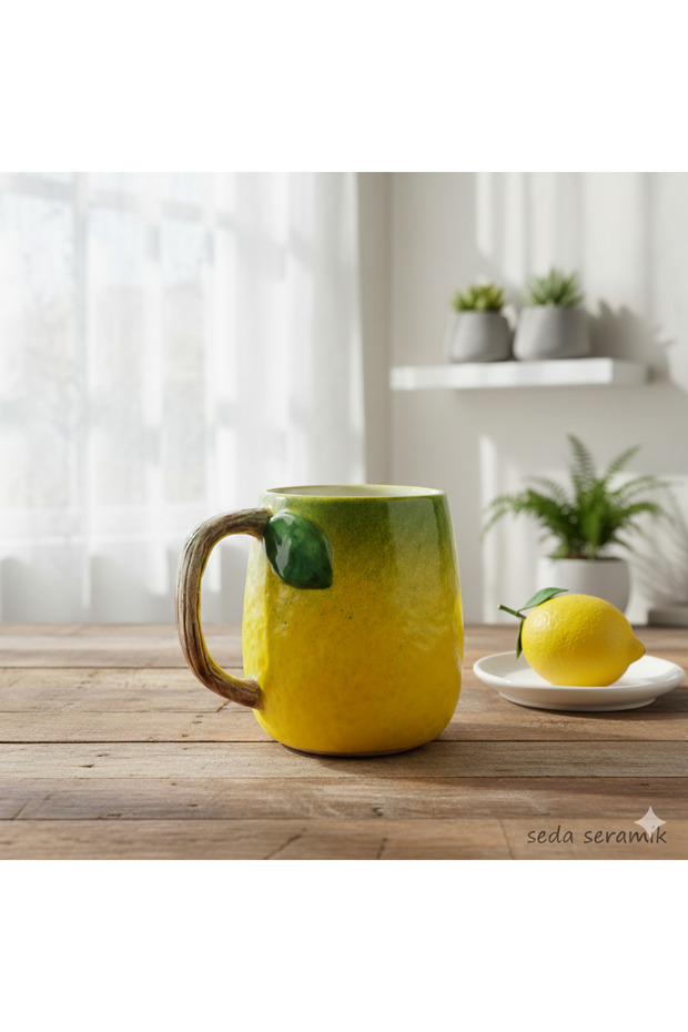 كوب مصنوع يدويًا بتصميم ليمون سعة 400 مل