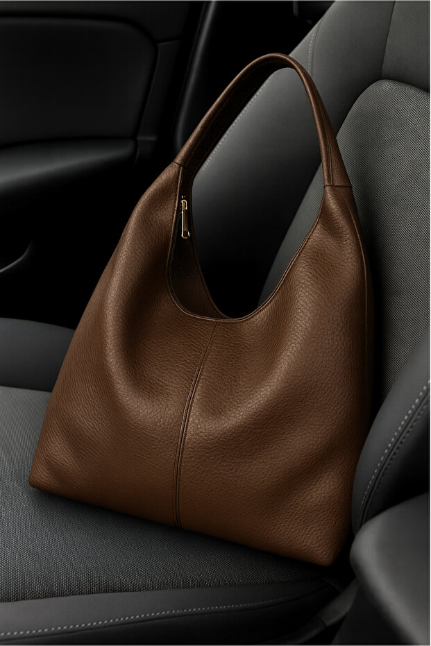 Women's Bitter Brown Loose Soft-Textured Large Shoulder and Tote Bag